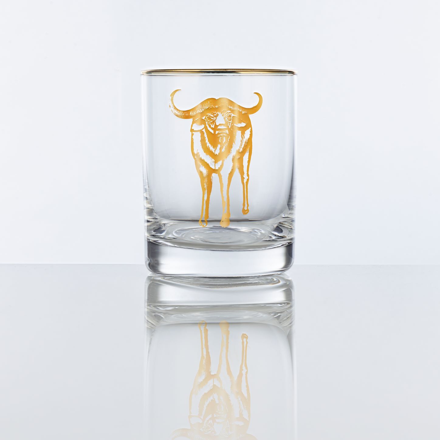 Whiskey 11.5 oz Double Old Fashion with real gold buck and bull 2 pc set - Image 7