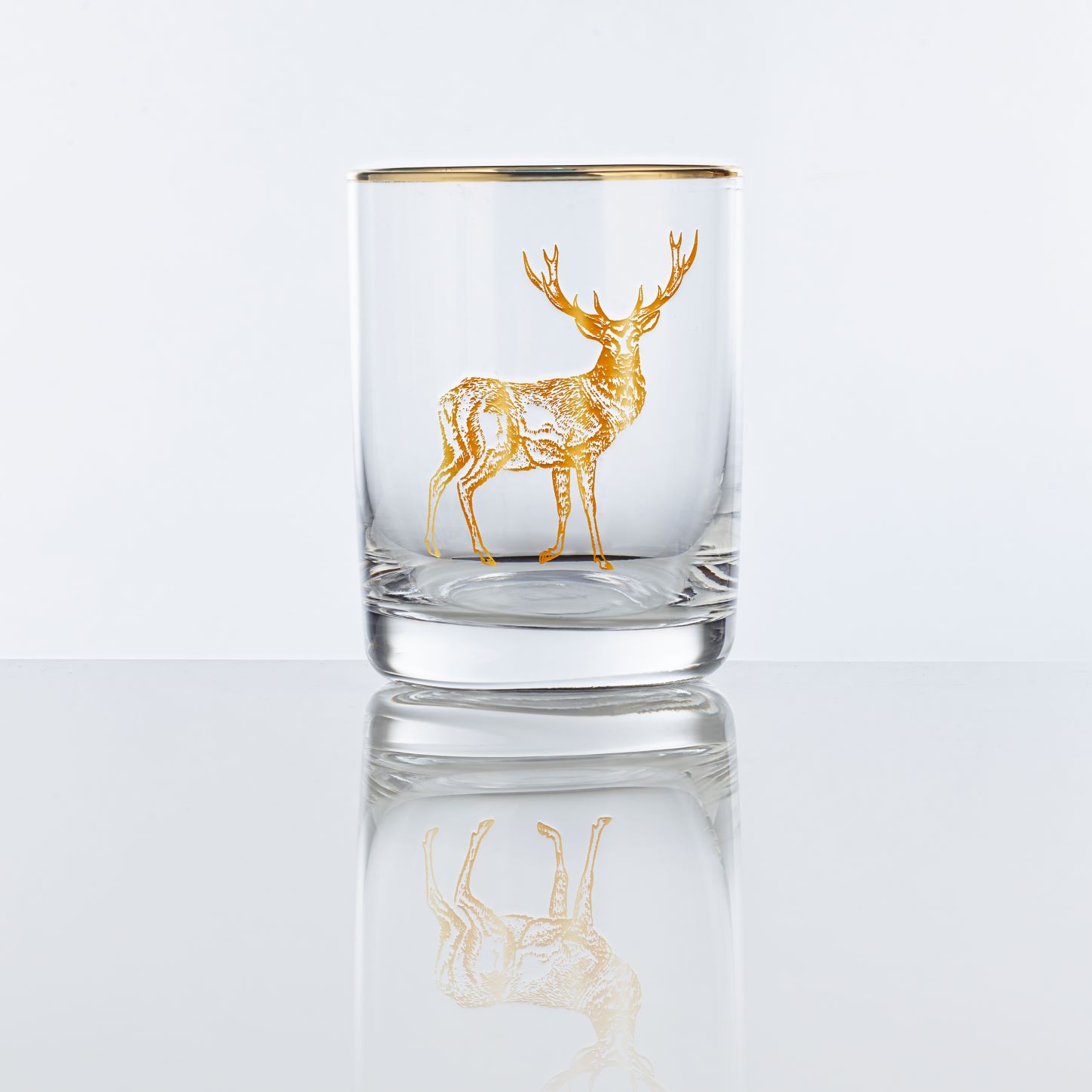Whiskey 11.5 oz Double Old Fashion with real gold buck and bull 2 pc set - Image 8