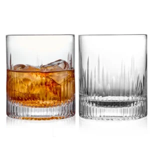 Double Old Fashioned Whiskey Glasses - Fluted Cut